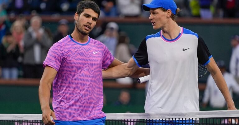 The highly anticipated matchup between Carlos Alcaraz and Jannik Sinner is set to resume at Wimbledon 2025. Both players have been making waves in the tennis world with their impressive skills and youthful energy. 

Alcaraz, the current world number one, has been on a tear lately, winning several titles and solidifying his position as one of the top players in the world. His aggressive playing style, combined with his exceptional athleticism, makes him a formidable opponent on the court.

Sinner, on the other hand, has been steadily rising through the ranks, with several notable wins under his belt. The Italian player's powerful forehand and dominant serve make him a force to be reckoned with, and his recent performances suggest that he's ready to take on the best of the best.

The rivalry between Alcaraz and Sinner has been building over the past few years, with several closely contested matches between the two. Their previous encounters have been marked by intense competition, with both players pushing each other to their limits.

As they prepare to face off at Wimbledon 2025, fans can expect another thrilling match between these two tennis champions. The grass courts of Wimbledon will provide an interesting backdrop for their rivalry, as both players will need to adapt their games to the unique conditions of the tournament.

Will Alcaraz's experience and current form give him the edge he needs to take down Sinner, or will the Italian player's raw power and determination allow him to pull off an upset? One thing is certain - this matchup is going to be an exciting one, and tennis fans around the world will be eagerly watching to see how it unfolds.