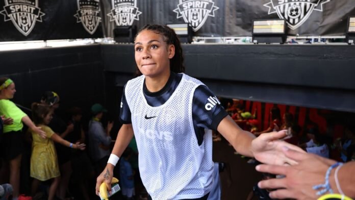 Trinity Rodman, the American professional soccer player, has made her return to the Washington Spirit in their latest game, marking her first appearance since April 12. It's great to see her back on the field after a notable absence. 

Can you tell me more about the context of her return or what you'd like to know about her or the Washington Spirit?