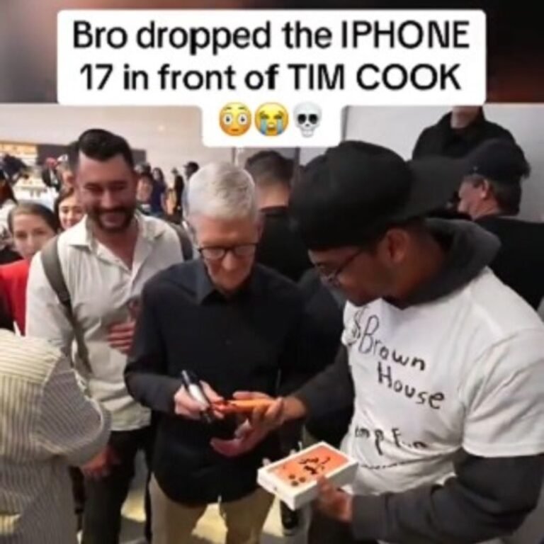 From excitement to embarrassment! Fan drops new iPhone 17 Pro in front of Tim Cook