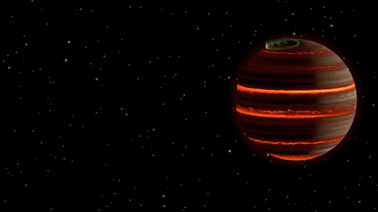 The discovery of auroras on a planet without a star is a groundbreaking finding that has left astronomers stunned. Typically, auroras are formed when charged particles from a star interact with a planet's magnetic field and atmosphere. However, in this case, the planet in question does not have a star to provide these charged particles.

There are several possible explanations for this phenomenon. One possibility is that the planet is still radiating heat from its formation, which could be causing the auroras. Another possibility is that the planet is being bombarded by high-energy particles from other sources, such as nearby stars or the interstellar medium.

It's also possible that the planet has a strong magnetic field that is interacting with the surrounding environment, causing the auroras. This could be due to the planet's internal dynamics, such as convection in its core, or it could be the result of external factors, such as the planet's motion through the interstellar medium.

The discovery of auroras on a planet without a star raises many questions about the planet's formation, evolution, and current state. For example, how did the planet form without a star? Is it a rogue planet that was ejected from its star system, or did it form through some other mechanism?

Further study of this phenomenon is needed to understand the underlying causes and implications. Astronomers will likely use a combination of observations and simulations to study the planet's magnetic field, atmosphere, and internal dynamics, as well as its interaction with the surrounding environment.

This discovery has the potential to challenge our current understanding of planetary formation and evolution, and could lead to new insights into the workings of our universe. It's a reminder that there is still much to be learned about the universe, and that new discoveries can often challenge our existing theories and understanding. 

What would you like to know about this discovery?