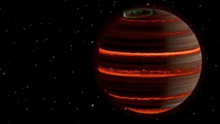 The James Webb Space Telescope (JWST) has provided the first weather report of a nearby exoplanet, specifically a world with no sun, known as a rogue planet or a free-floating planet. This exoplanet, located about 80 light-years from Earth, is a Jupiter-like gas giant that does not orbit a star.

According to the JWST observations, this nearby world is stormy and covered with auroras. The telescope detected a strong glow emanating from the planet's atmosphere, which is likely caused by the interaction between the planet's magnetic field and the solar wind from nearby stars.

The JWST data revealed that the planet's atmosphere is characterized by strong winds, turbulent clouds, and intense auroral activity. The auroras are similar to those found on Earth, but they are much more powerful and cover the entire planet.

The discovery of this stormy and aurora-covered world provides insights into the atmospheric properties of rogue planets, which are thought to be common in the galaxy. Rogue planets are formed when a planet is ejected from its star system during the planetary formation process, or when a star dies and its planets are no longer gravitationally bound.

The JWST observations of this nearby world demonstrate the telescope's capabilities in studying the atmospheres of exoplanets and provide a unique opportunity to explore the properties of rogue planets. Further studies of this world and other rogue planets will help scientists better understand the formation and evolution of planetary systems.

It's worth noting that the JWST observations were made possible by the telescope's advanced instrumentation, including its Mid-Infrared Instrument (MIRI) and Near-Infrared Spectrograph (NIRSpec), which allowed scientists to study the planet's atmosphere in unprecedented detail. The discovery of this stormy and aurora-covered world is a significant milestone in the study of exoplanet atmospheres and highlights the JWST's potential for making groundbreaking discoveries in the field of astrophysics.